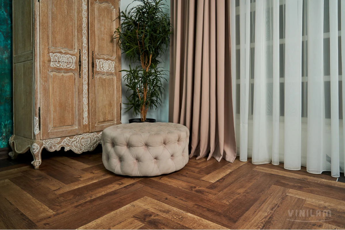 SPC ламинат Vinilam Parquet Herringbone Версальский Паркет IS11177